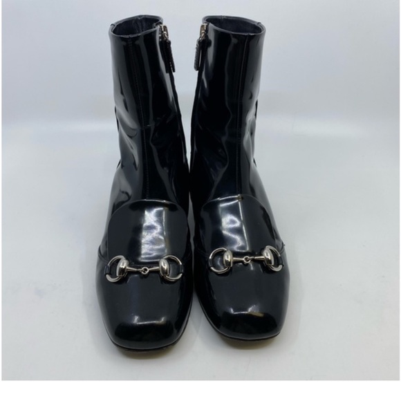Gucci Patent Leather Horsebit Ankle Boots - Picture 6 of 8